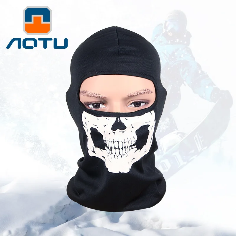 

NEW 2019 Outdoor camping Tactical ghost mask hood skull printed mask mask wind warm riding hat