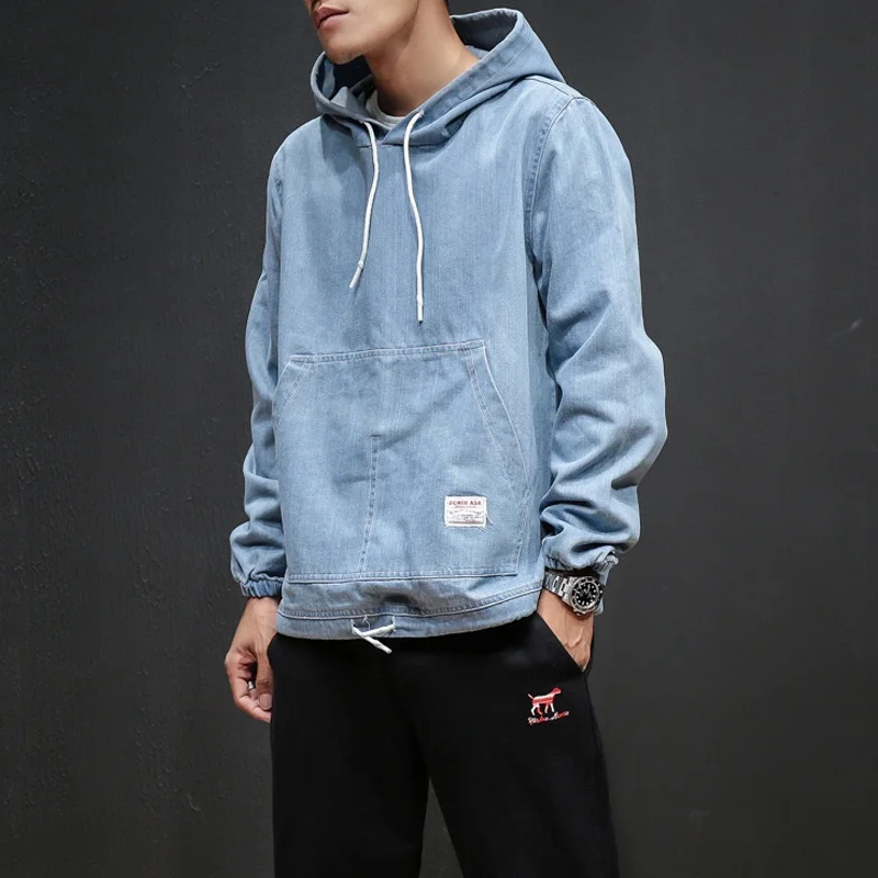 Envmenst 2017 New Fashion Men Denim Hooded Hoodies Sweatshirts Big