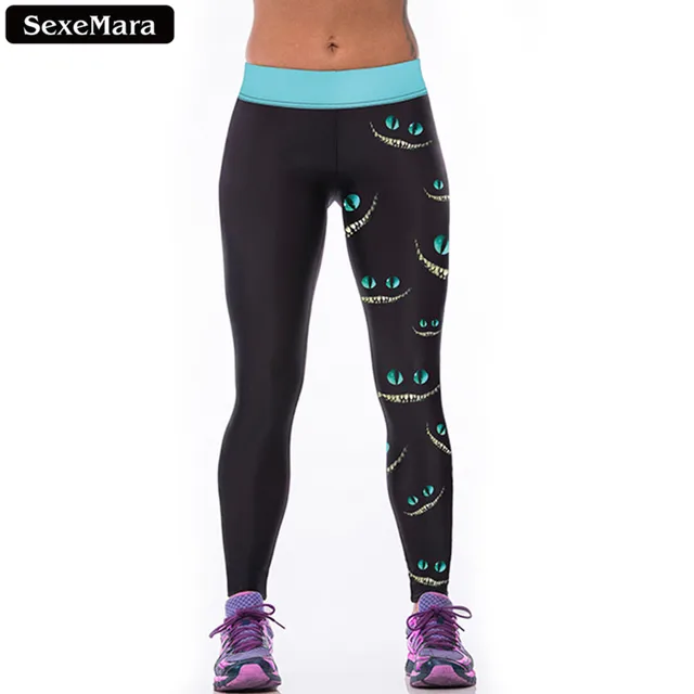 SexeMara Favorite Cheshire Cat Leggings Women Elastic Popular High