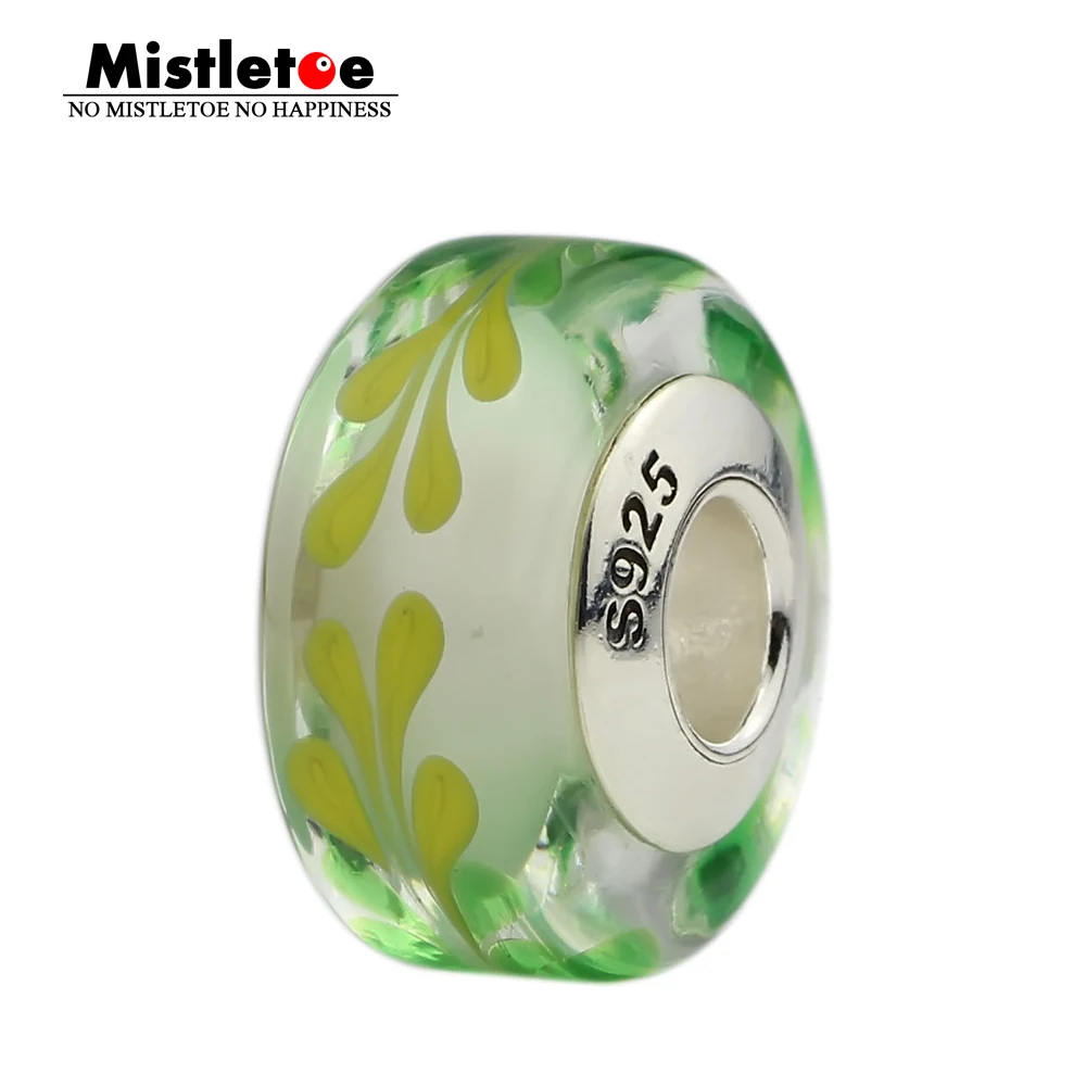 

Mistletoe 925 Sterling Silver Murano Glass Charm Bead Fit European OHM Troll & Pan Bracelet Jewelery