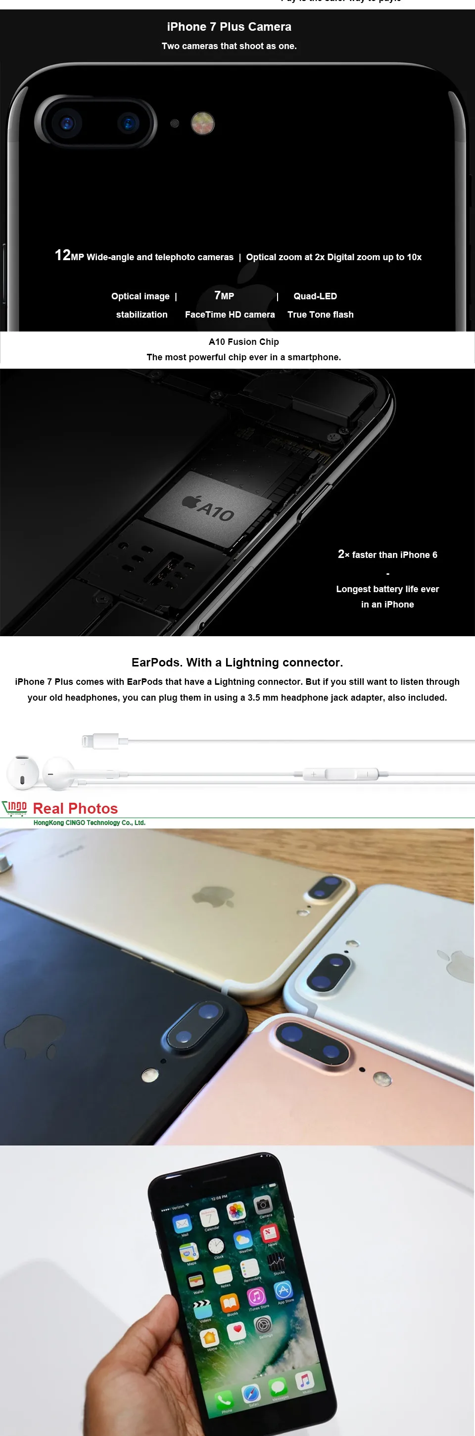 Для Apple iPhone 7 Plus, 3 Гб оперативной памяти, Оперативная память 32/128 ГБ/256 IOS мобильного телефона LTE 12.0MP Камера Apple Quad-Core отпечатков пальцев 12MP 2910mA