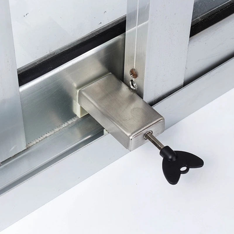 Door Window Lock Stopper Adjustable Thick Sliding Window Lock Safety Anti-theft Children Security Lock3