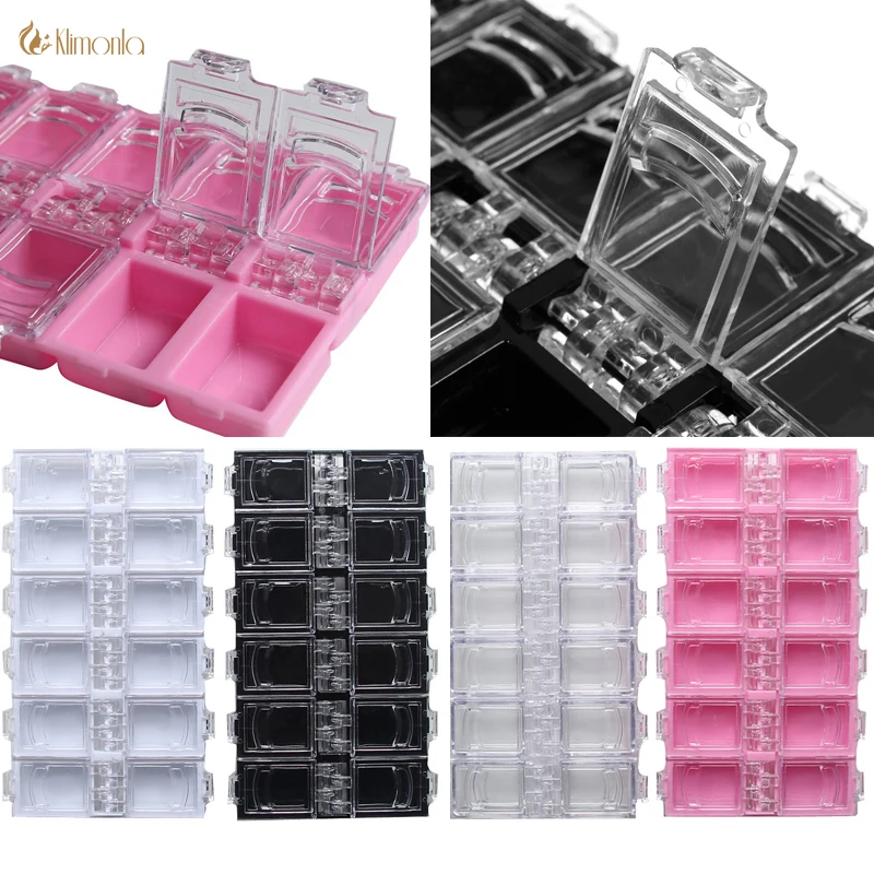 

4pcs 12 Compartment Empty Plastic Storage Case Rhinestones Accessories Checks Empty Nail Art Decorations Storage Case Box Art