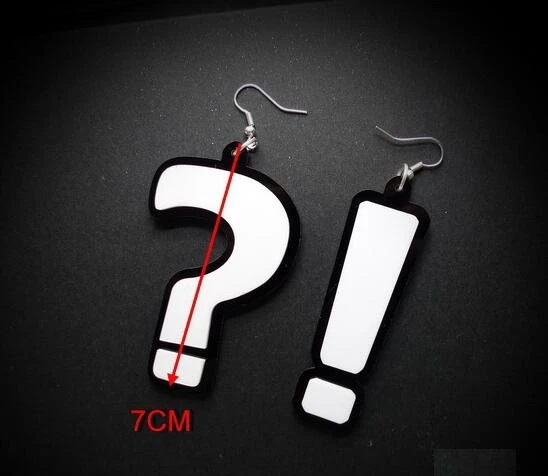 الأزياء والمجوهرات علامة استفهام تعجب علامة الاكريليك القرط Stud Earrings Aliexpress