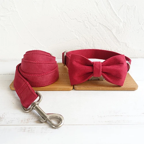 Bow Tie Collar Leash MUTTCO, розничная, Специальный индивидуальный дизайн, ошейник для домашних животных, Вишенка, Выгравированная табличка, брезентовый ошейник для собак, 5 размеров, UDC020 - Цвет: Bow Tie Collar Leash