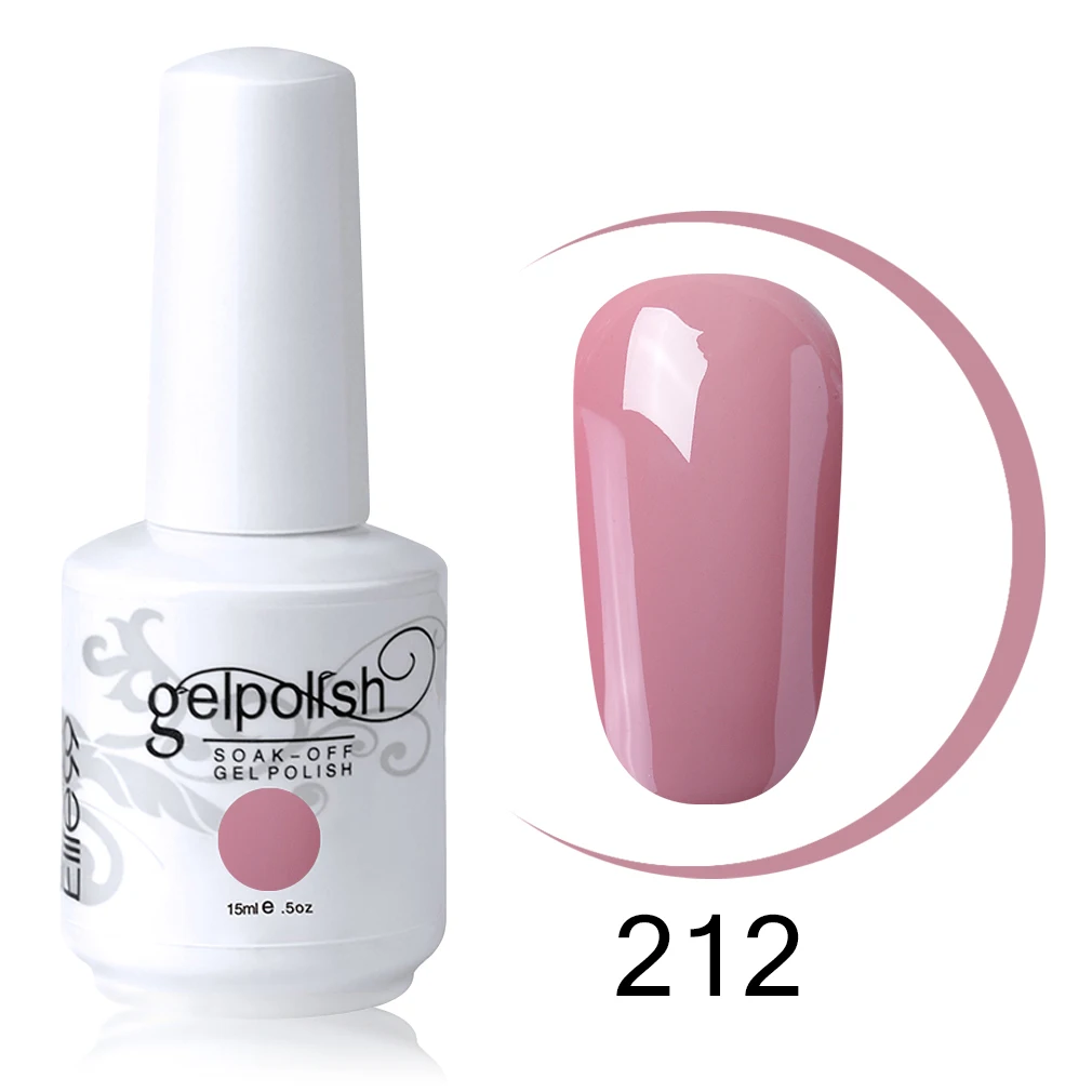 Elite99 15ml Soak Off Nail Gel Polish Semi Permanent Nail Art Manicure Gel Varnish Top Base Coat Needed Lacquer Gel For Nail - Color: 212