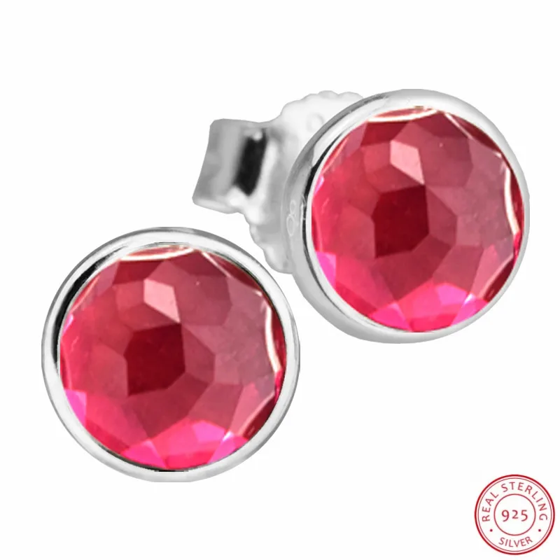Женские серьги гвоздики из серебра 925 пробы с искусственным Рубином|stud earrings|earrings