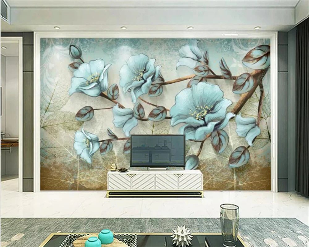 Beibehang Custom wallpaper retro flowers and birds simple abstract TV background walls home decoration background 3d wallpaper