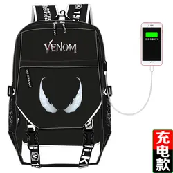 Новый Deswign фильм Venom мультфильм рюкзак SpiderManCos студент bookbag сумки для ноутбуков универсальный Зарядка через USB рюкзак