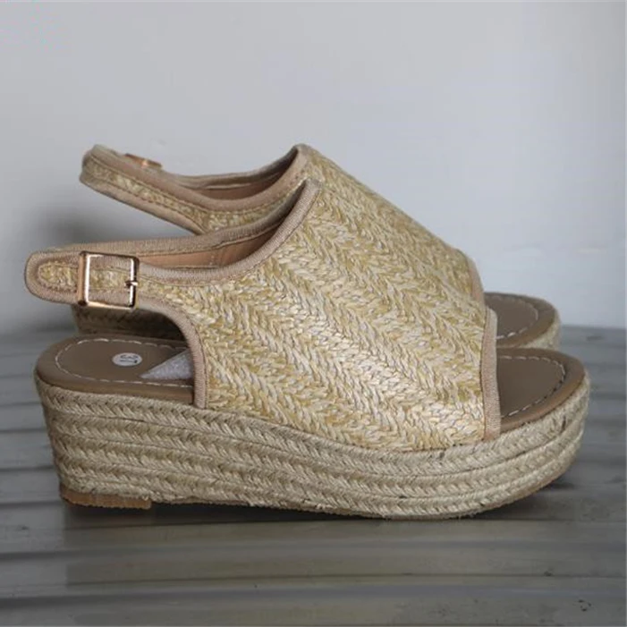 Sandalias Mujer; коллекция года; Летняя обувь; женские босоножки на платформе из пеньки; женская пляжная обувь; босоножки-гладиаторы на танкетке с открытым носком; WSH3335