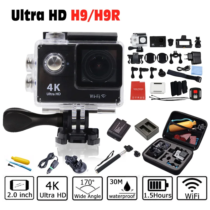  Hot EK EN Action Camera 1080 P 2 Inch H9/H9R 30M Waterproof Mini Action Outdoor Sport Cam 4K 25fps Camcorders Sport Video Camera 