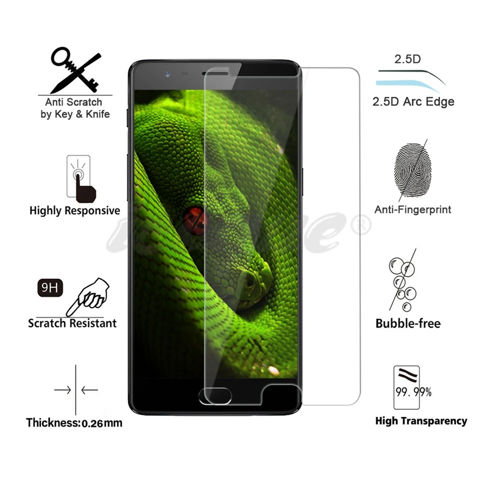 Icoque 2.5D 9H Glass for Oneplus 3 Tempered Glass Display Film 64gb for Oneplus3 One Plus 3 3t Oneplus 3 Screen Protector Glass (2)