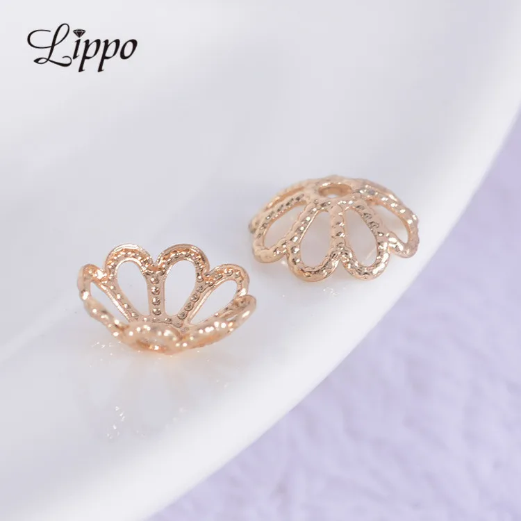 

50pcs Gold 24k plated 8mm Hollow Bead Cap Copper Filagree Beads Cap DIY jewelry Making