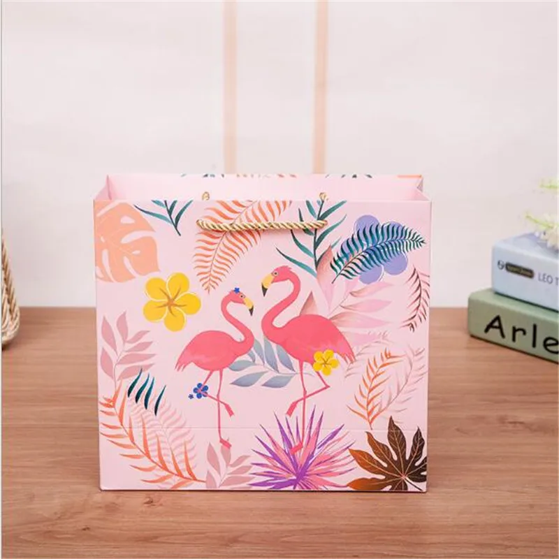 Вечерние подарочные коробки с фламинго, свадебные подарочные коробки, подарочные коробки для конфет, розовые сувенирные бумажные пакеты - Цвет: 1pc hand bag