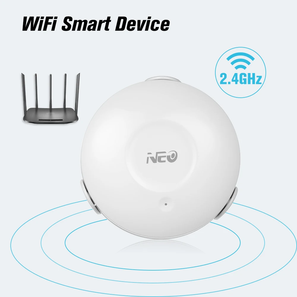 

NEO Smart WIFI Water Flood Sensor WIFI Water Leakage Detector App Notification Alerts Water Sensor Alarm Leak Alarm Home Securit