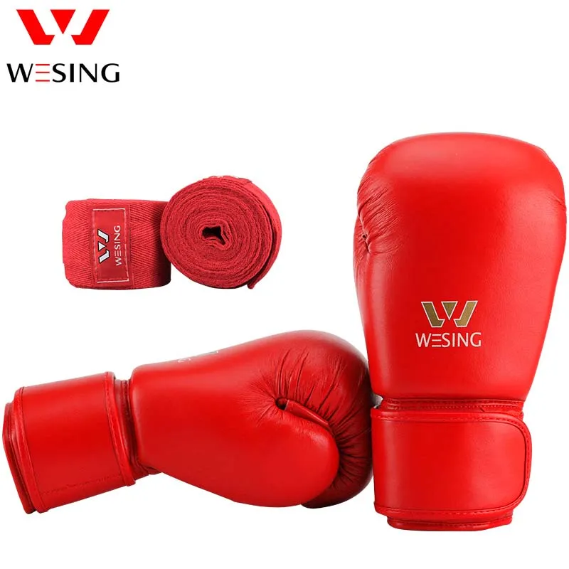 Боксерские перчатки в стиле Wesing Pro одобренные AIBA хлопковые повязки на руку для