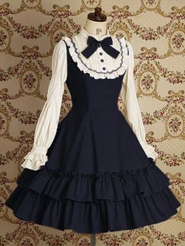 

Free shipping women summer dress Maid cosplay lolita Dress Retro lace daily dress medieval gothic dress for girl