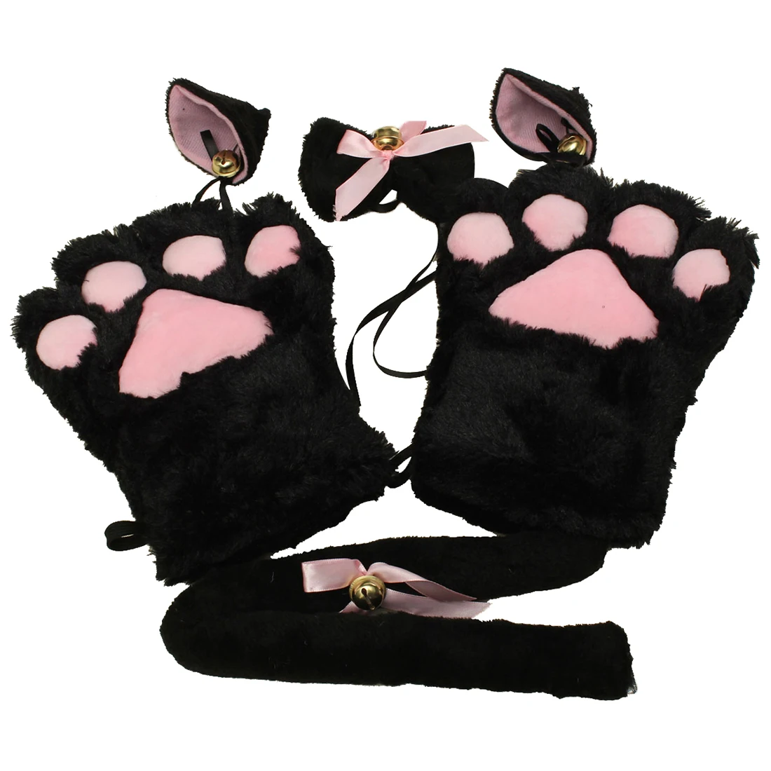 C-20 blanco gatos zarpas guantes rabo collar orejas Maid Lolita cosplay