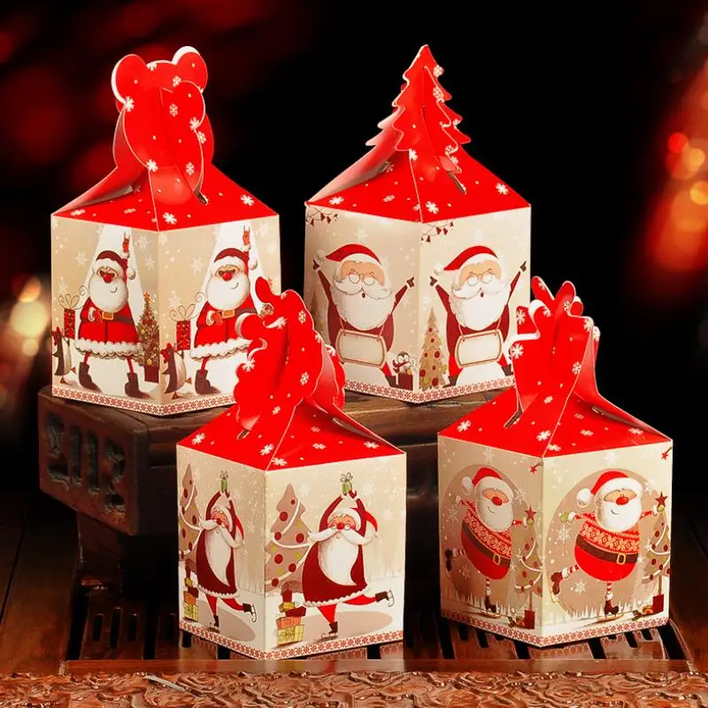 

20pcs/lot Cute Cartoon Paper Box Christmas Gift Candy Boxes Party Favors DIY Cookie Package Box 8.3*8.3*18cm