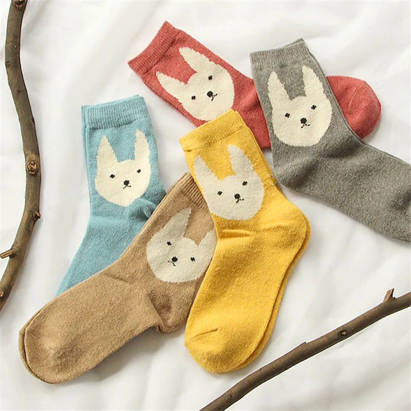 EMOJI women Rabbit socks High quality merino heat holder Cute Cartoon