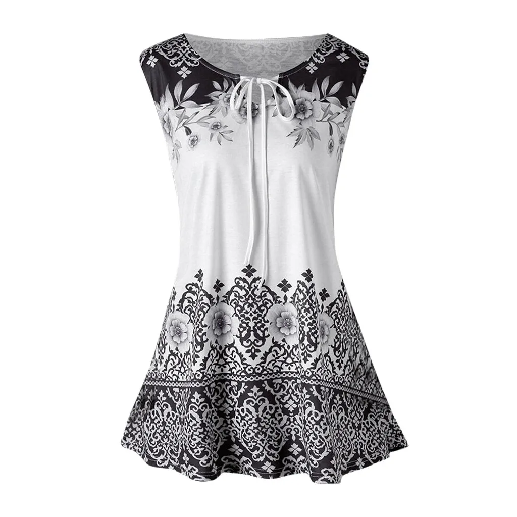 

Tank Top Women Summer Vest Fashion Plus Size Printed Beach Vest Sleeveless Keyhole Loose O-Neck Soft Daily Casual Tank Tops