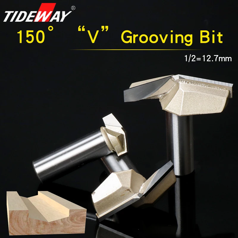 

TIDEWAY 150° Degree Engraving V Groove Bit Cemented Carbide CNC Router Engraving Wood Working Tool Milling Cutter Machine Acce
