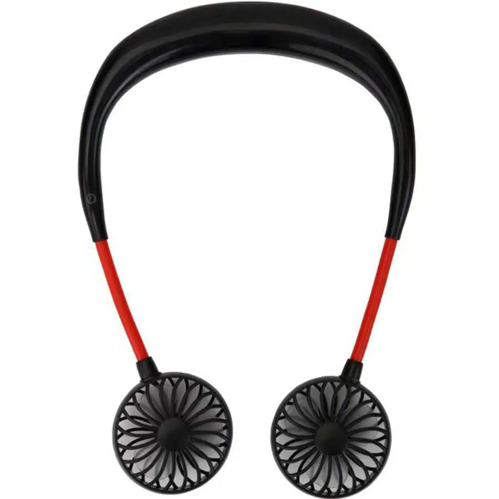 

1PCs Portable Fans Hand Free Neckband Fans With USB Rechargeable 1200mA Operated Dual Wind Head 3 Speed Adjustable Fan 618+