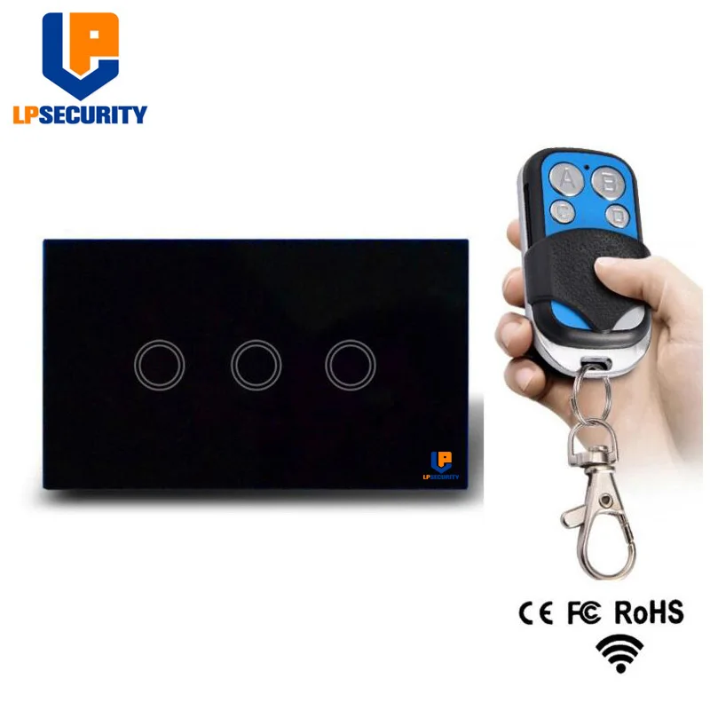 Lpsecurity нам Стандартный Дистанционное управление 3 банды 1 способ, RF433 Смарт настенный выключатель, Беспроводной Дистанционное управление сенсорный выключатель света