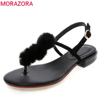 

MORAZORA 2020 new arrival flock sandals women flip flops buckle summer beach sandals sweet fashion casual flat shoes female
