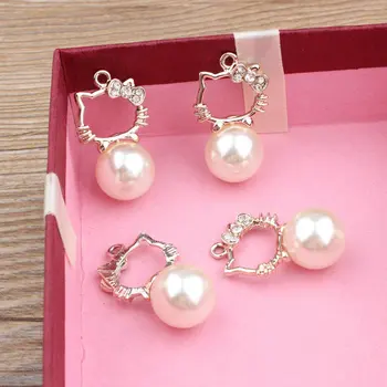 

New Design 30pcs/lot Alloy Gold Tone Animals Shape Pearls/Crystal Cartoon Cats Metal Charms Diy Necklace/Earring Jewelry pendant