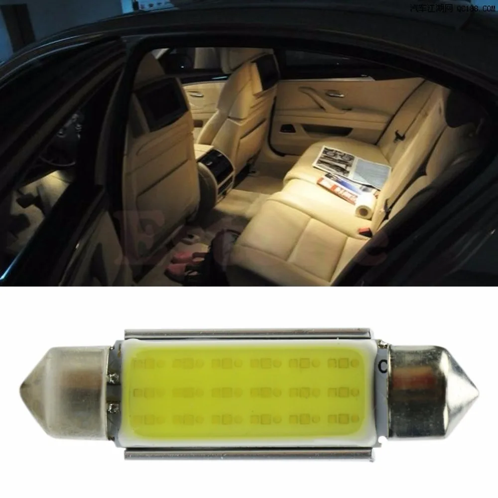 

1x 42mm WHITE Festoon CANBUS PLASMA COB 18LED interior SMD bulbs 12V