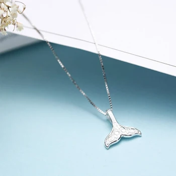 

Fashion Women Mermaid Tail Necklace Jewelry 925 Sterling Silver Necklaces Pendants For Lady Girl Long Chain Charm Necklace Colar