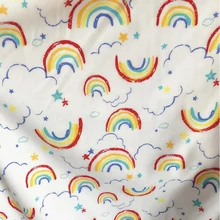 Широкий 160 см хороший хлопковый трикотажный жакет ткань белая подошва Luck Cloured Cloud напечатанная ткань материал для шитья diy одежда для малышей