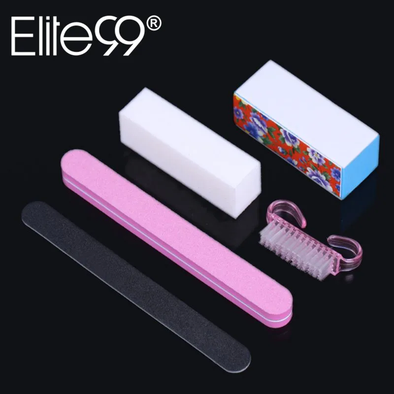Elite99 5Pcs Professional Manicure Tools Kit Rectangular Nail Files