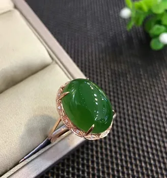 

18K rose gold with diamonds set with top old ingredients spinach green and Tian Biyudan ringh76#