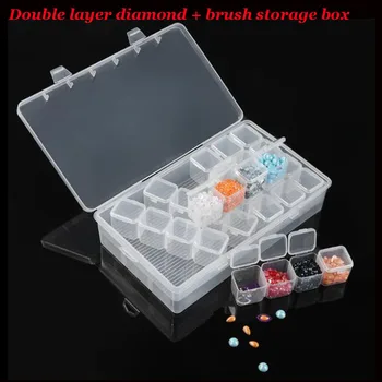 

28 grid Dismountable Double layer diamond + brush diamond painting Accessories Diamond Embroidery PP plastics Storage boxes a137