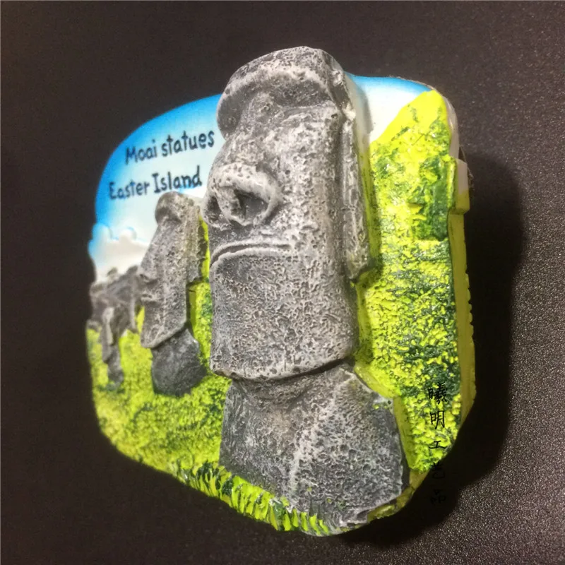 Creative Chile Statues Easter Island Keyboard Fridge Magnets 3D Refrigerator Magnets Sticker Travel