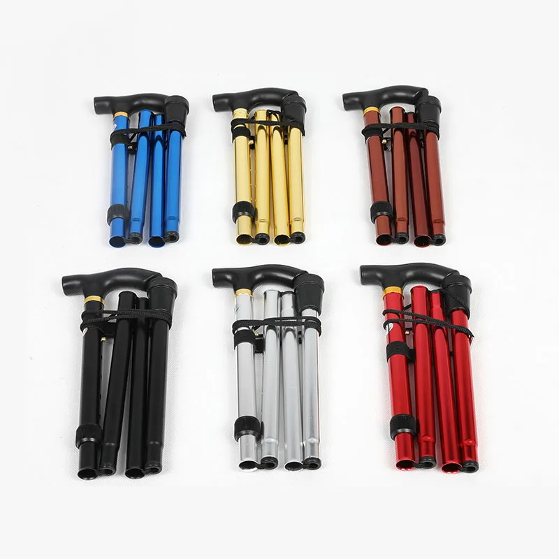 Crutches Excellent Cane Elderly Person Crutch Recovering After Surgery Folding And Telescopic Ultra-Light Four-Knuckle Stick