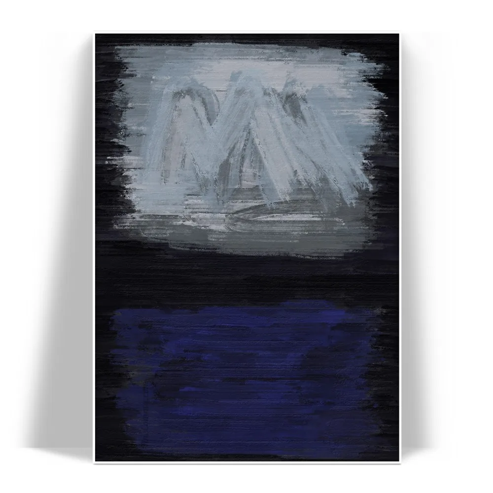 Large Dark Blue Abstract Wall Art Print Poster Pictures Hand Painted