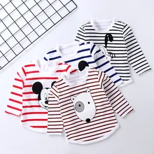 のストライプトップス秋長袖の漫画 Tシャツ春の子供服 Tシャツサイズ 1 2 3 4 年秋(China)