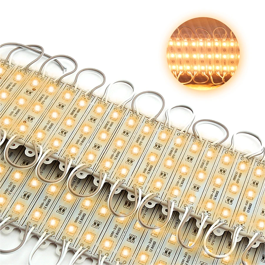 LED Module SMD 5050 3 LED DC12V Waterproof Advertising Sign Letters Light Strip Lamp Modules Lights Warm White Color (46)