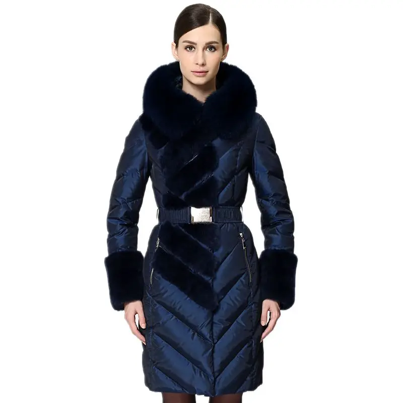 Thick Slim Women's Winter Jacket Fur Collar Hooded Ladies