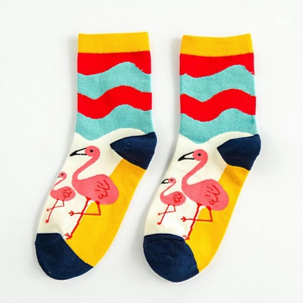 CRAZY FLY Funny Art Animal Women Socks Смазливая новизна 3d лодыжки Хлопок мультфильм носки теплая полоса фламинго шаблон Happy Socks