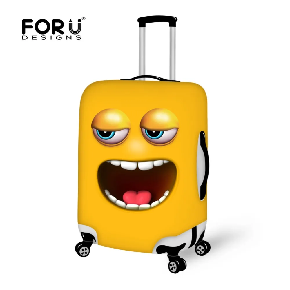 Funny Emoji Face Printing Suitcase Cover Elastic Dust proof Travel