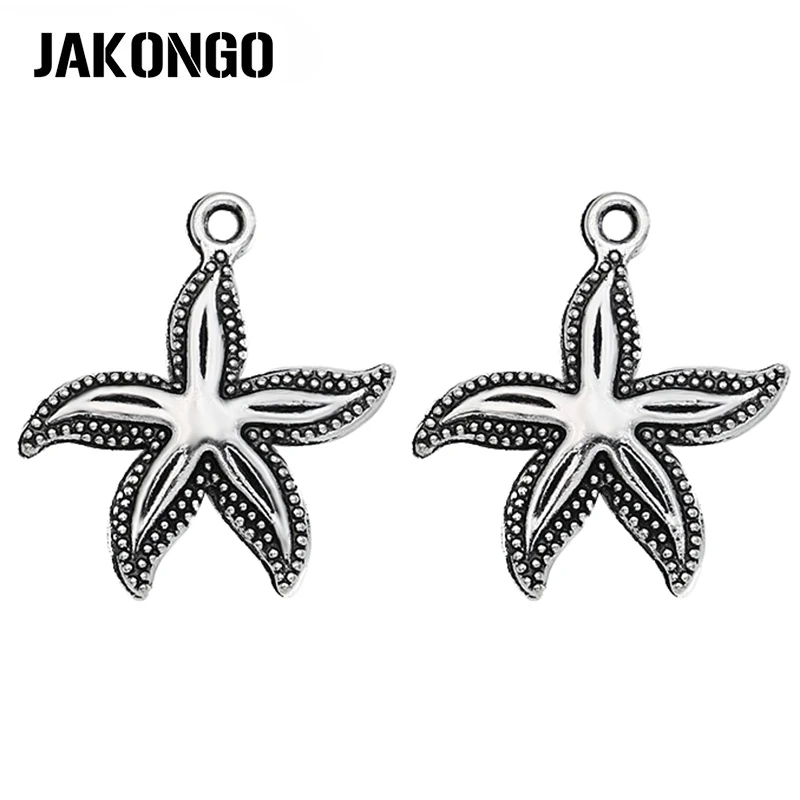 JAKONGO 10 шт. антикварные посеребренные Подвески в виде морской звезды | Шармы -32799218368