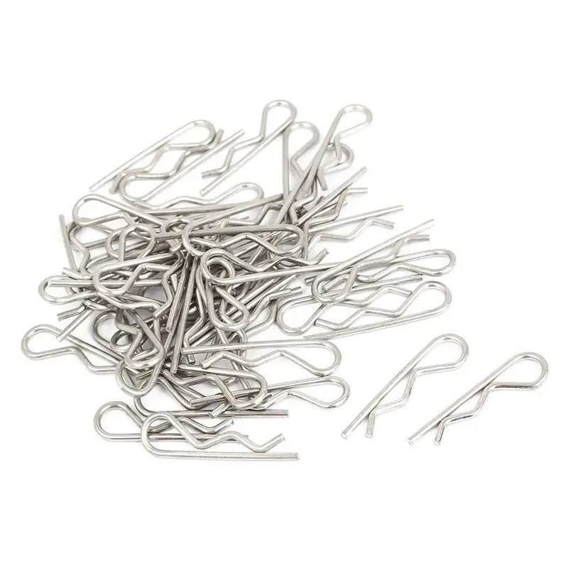 1.2 x 21 mm Spring Clasp Metal Cotter Pin Clip Clasp Silver 100 Pcs