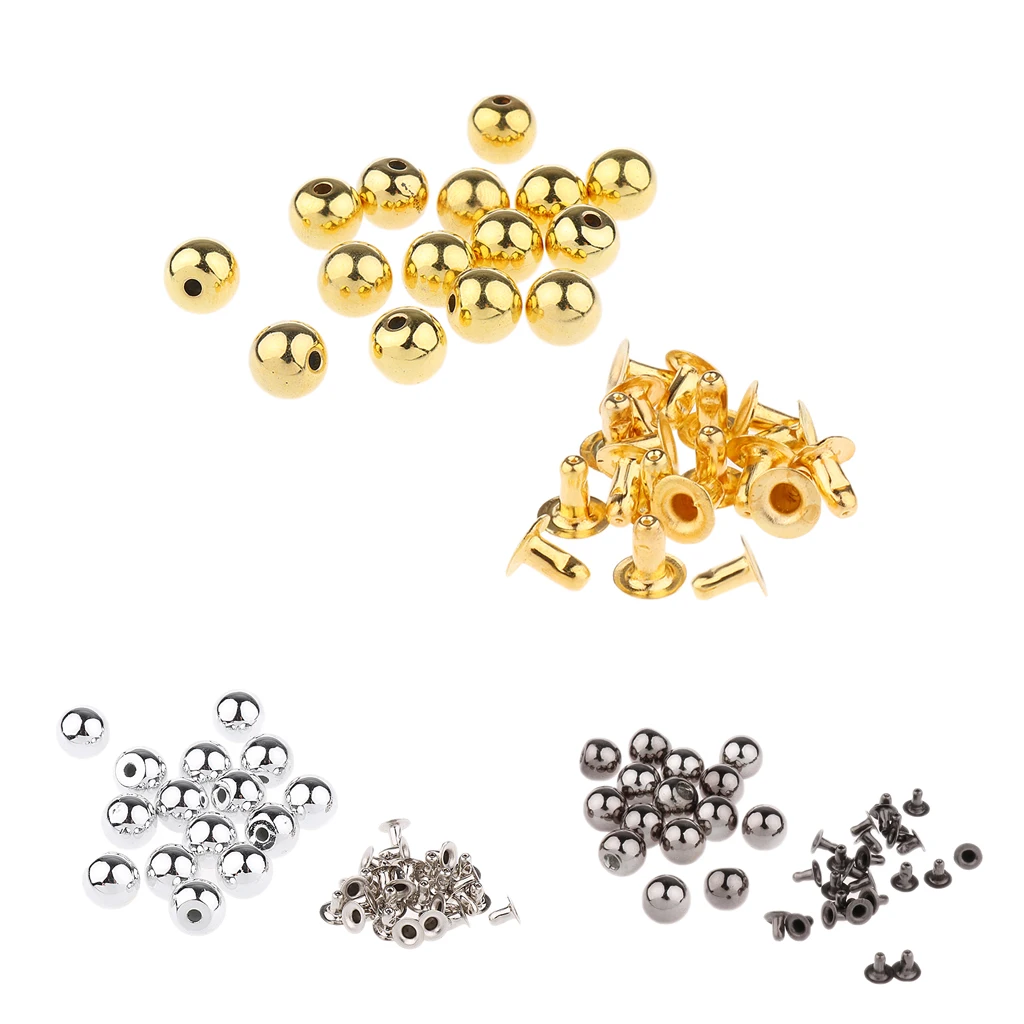 

15 Sets Plastic Pearl Studs Rivet Spike Spots for Leather Bag Shoes Clothes