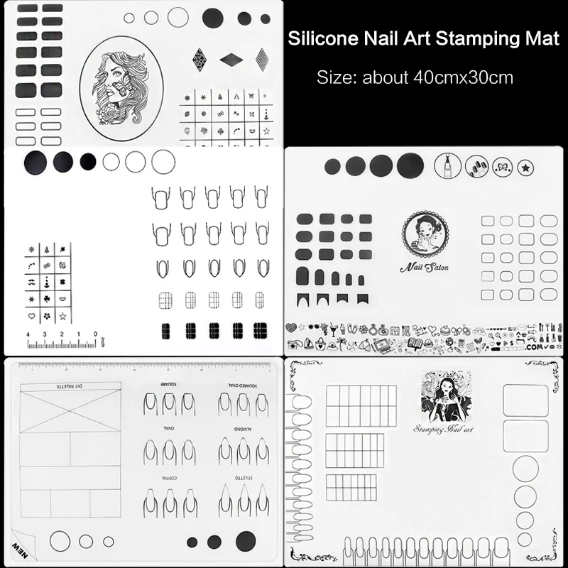 

1pcs Nail Art Tips Practice Silicone Table Cover Mat Pad Printing Coloring Polish Gel UV Washable Foldable Tools Manicure