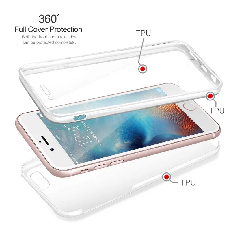 2X360 полностью прозрачный мягкий чехол для iPhone XS Max XR 6S 7 plus Apple 8 5S 5 SE 6 6s X MAX