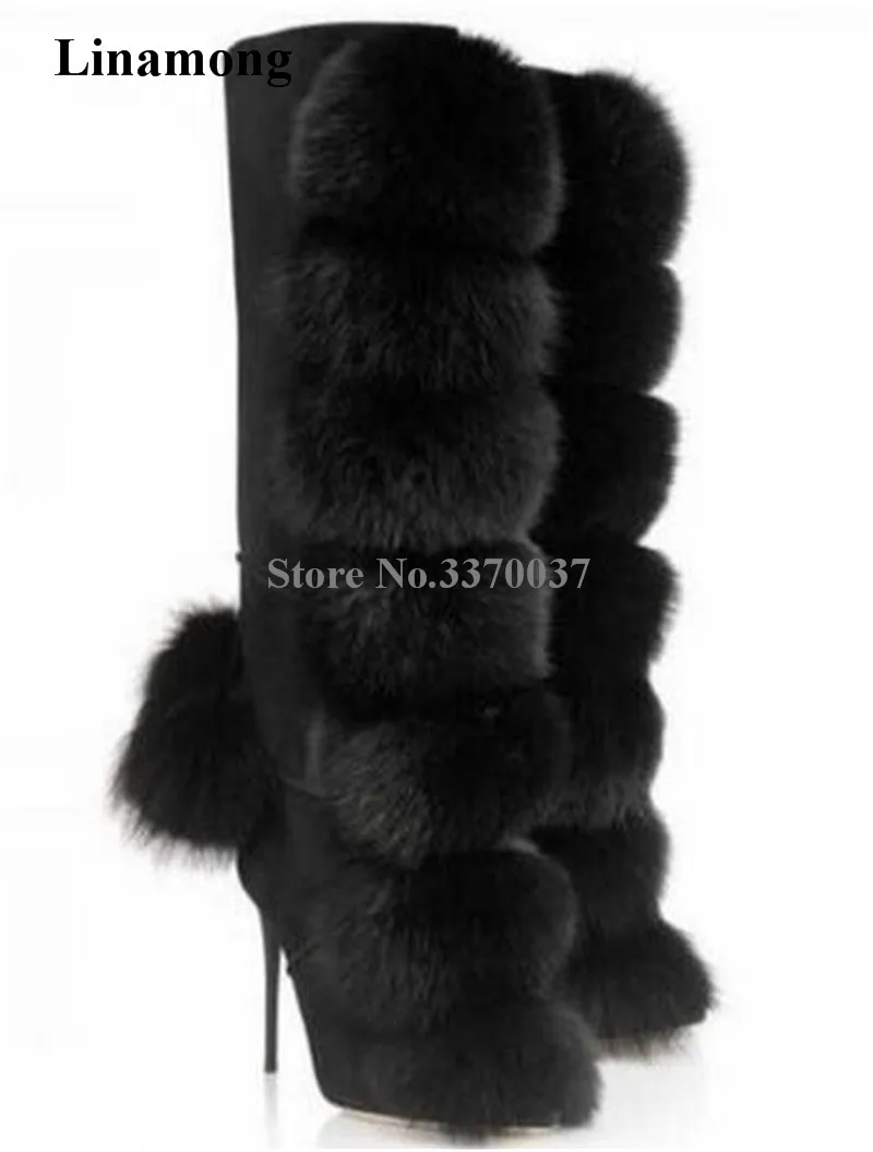 Botas Gruesa Invierno Tacón Negro Mujeres Lace De Alta Soplador Heel Piel Encanto Rodilla Punta Redonda up Thin xwvYCUwq